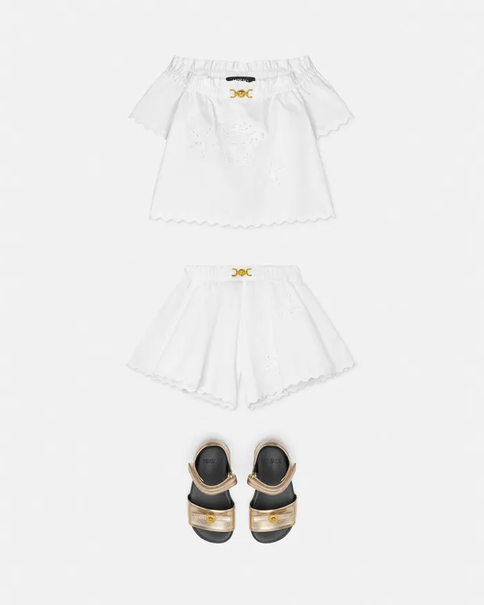 Versace Embroidered Sangallo Baby Shirt White Kids Shirts and Tshirts