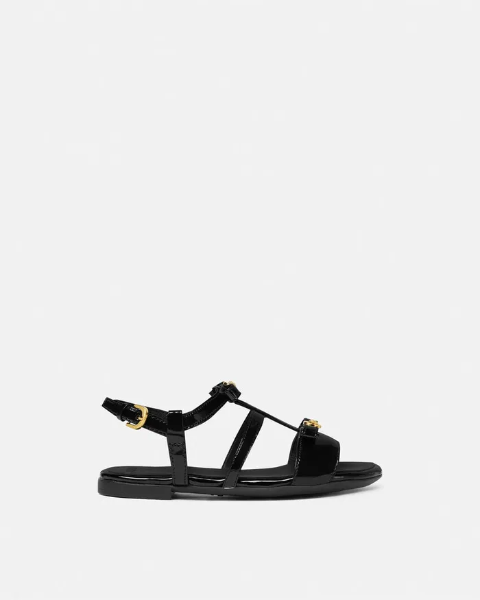 Versace Gianni Ribbon Sandals Blackgold Kids Shoes