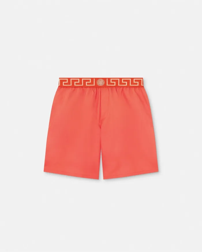 Versace Greca Border Boardshorts Red Men Swimwear