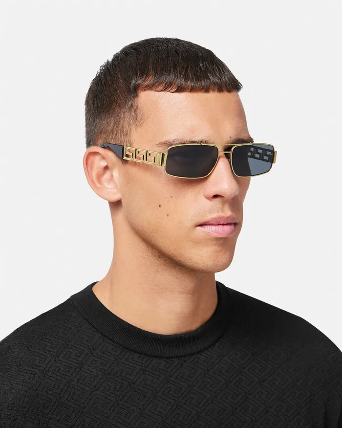 Versace Greca Sunglasses Blackgold Men Sunglasses