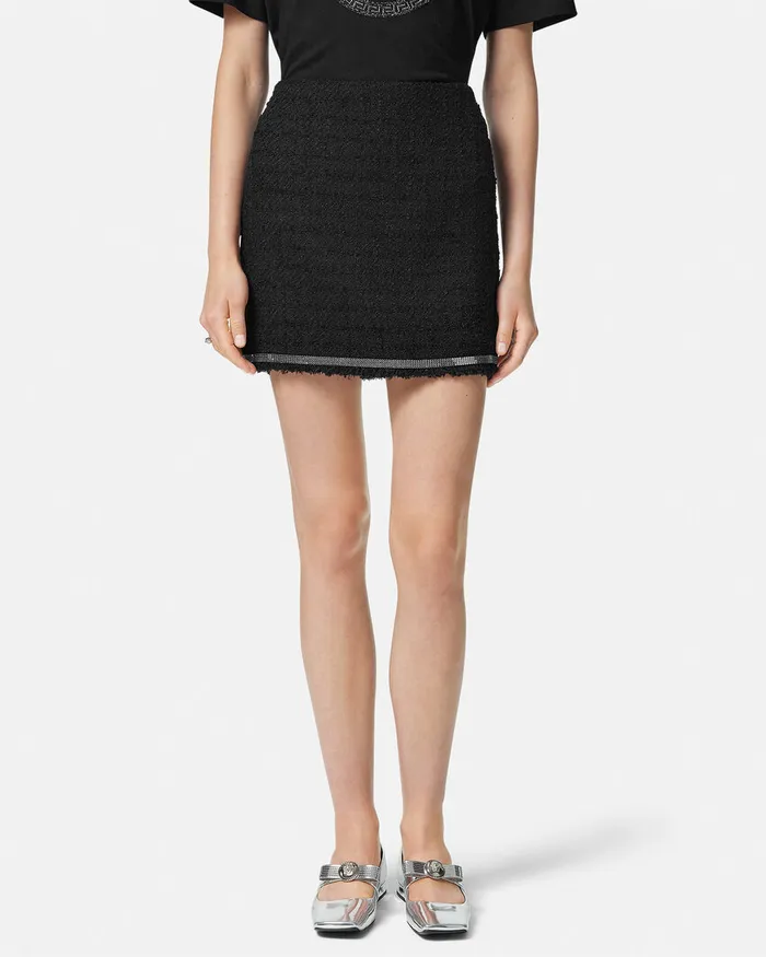 Versace Heritage Tweed Mini Skirt Black Women Skirts