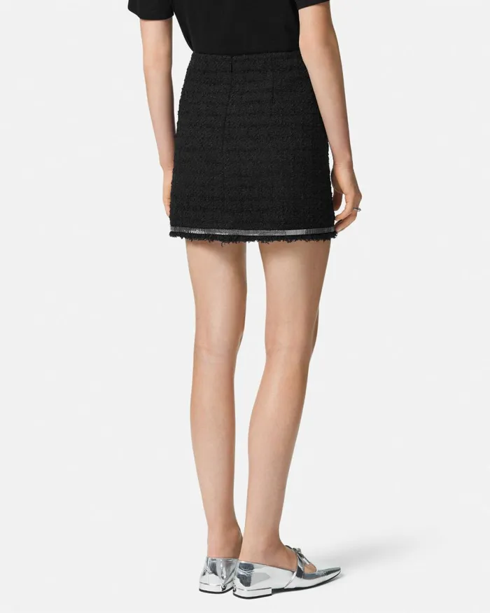 Versace Heritage Tweed Mini Skirt Black Women Skirts