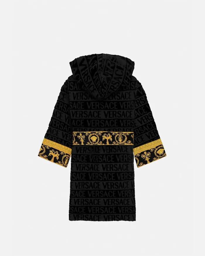 Versace I Baroque Bathrobe Black Kids Underwear and Beachwear