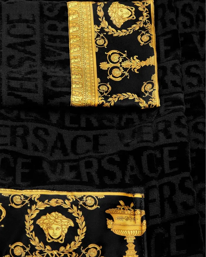 Versace I Baroque Bathrobe Black Kids Underwear and Beachwear