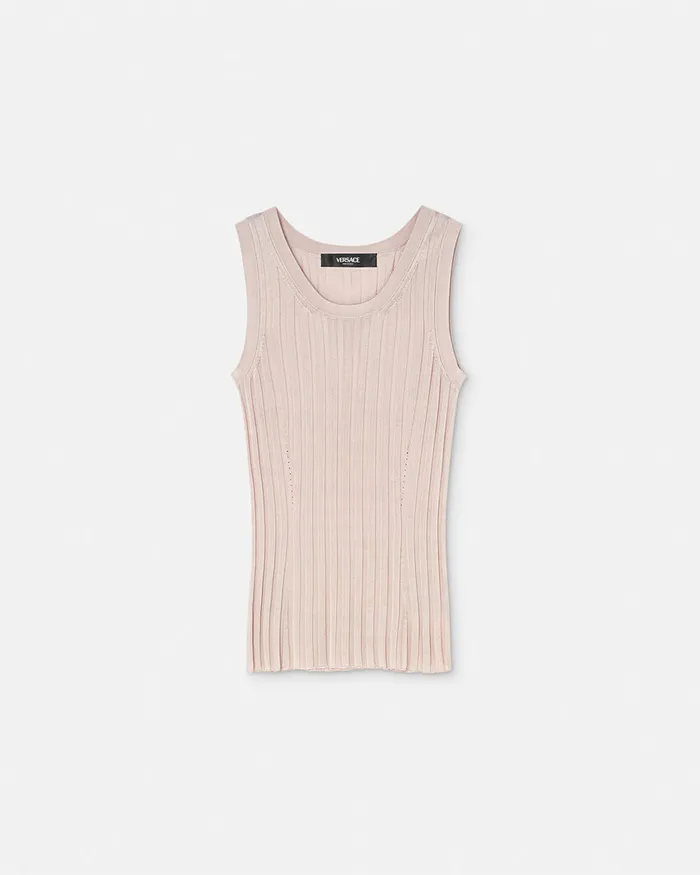 Versace Knit Tank Top Light Pink Women Shirts and Tops