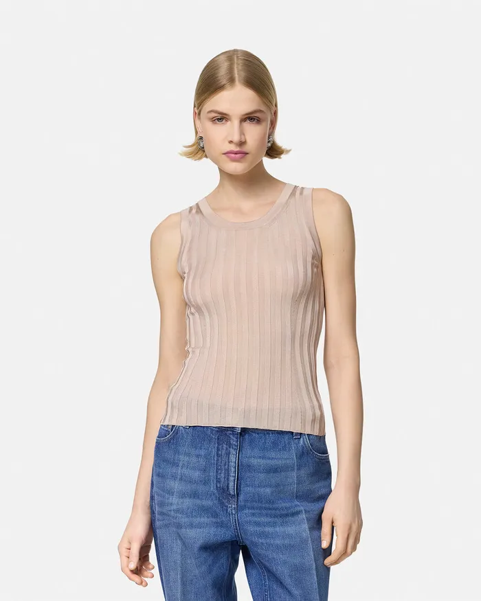 Versace Knit Tank Top Light Pink Women Shirts and Tops