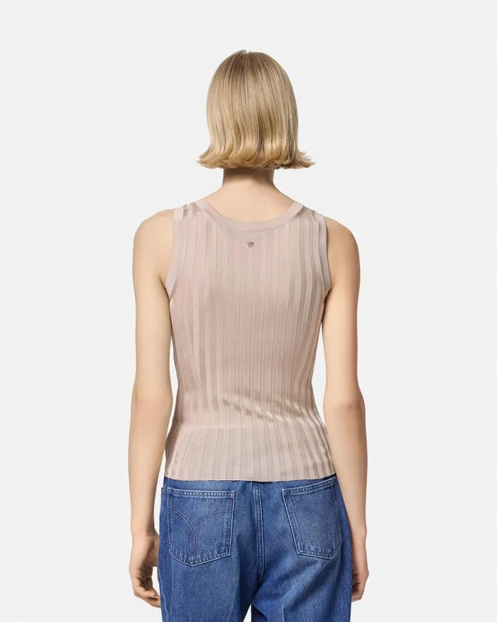 Versace Knit Tank Top Light Pink Women Shirts and Tops