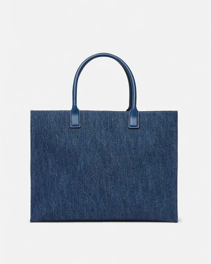 Versace La Medusa Denim Large Tote Bag Blue Women Totes