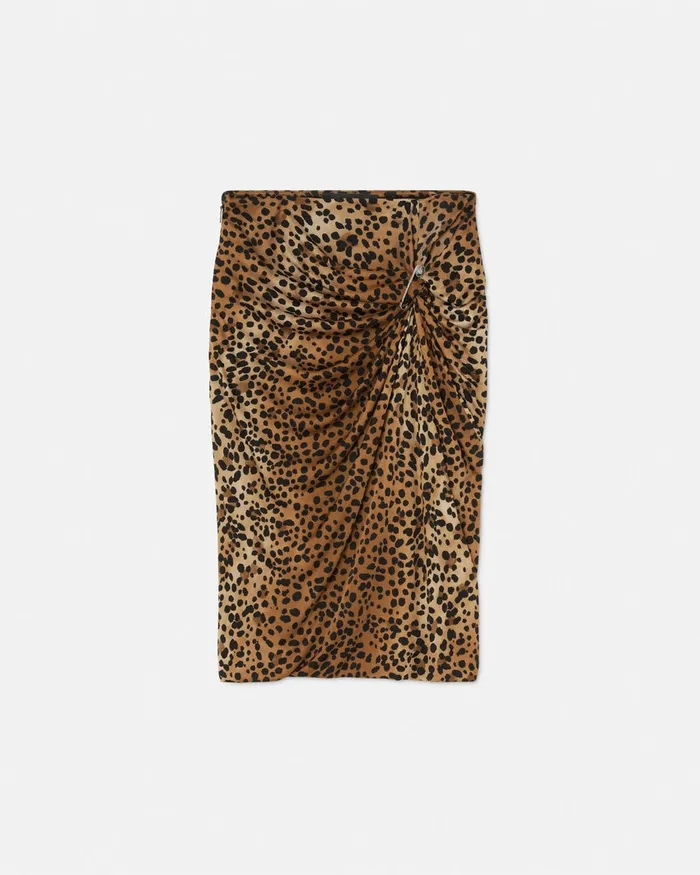 Versace Leopard Gathered Midi Skirt Animalier Women Skirts