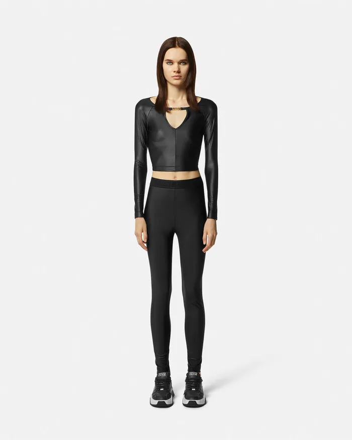 Versace Logo Leggings Blackprint Women Jeans Couture