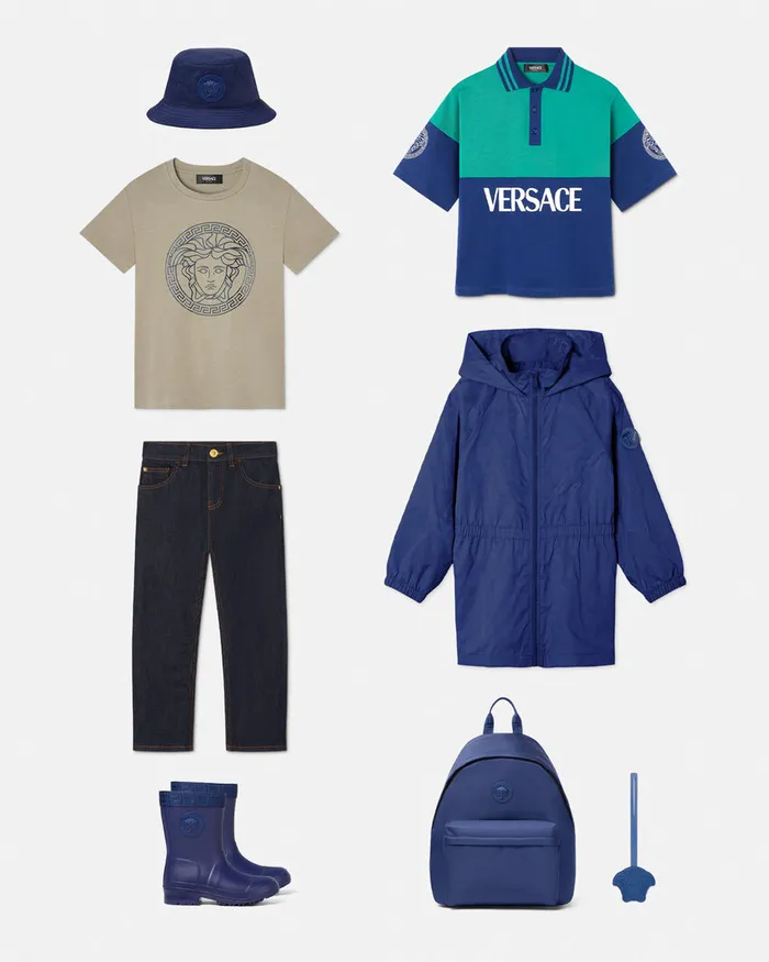 Versace Logo Polo Shirt Bluegreen Kids Tshirts and Polos