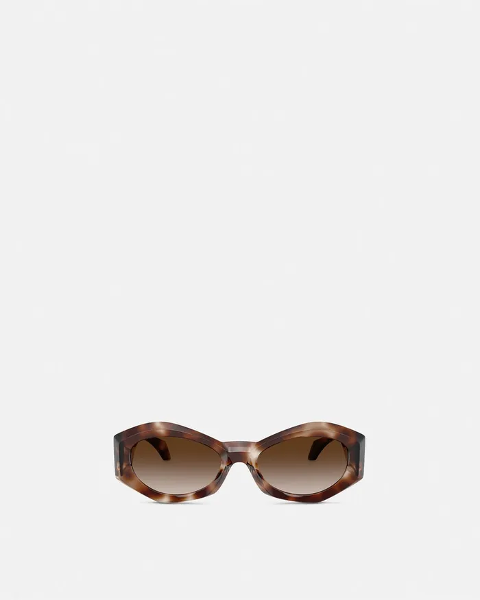 Versace Medusa Plaque Irregular Sunglasses Havana Women Sunglasses
