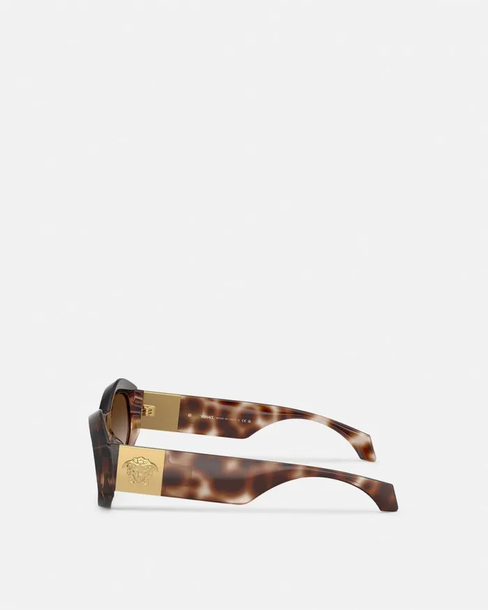 Versace Medusa Plaque Irregular Sunglasses Havana Women Sunglasses