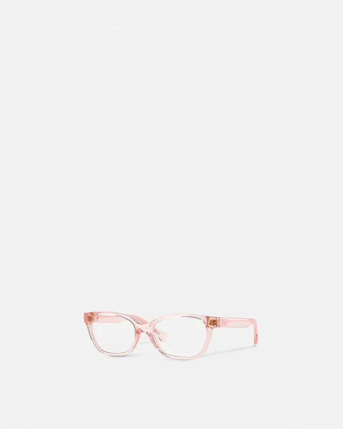 Versace Medusa Plaque Rectangular Glasses Light Pink Kids Eyewear
