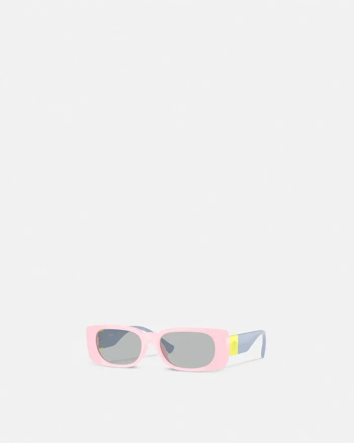 Versace Medusa Plaque Rectangular Sunglasses Light Pink Kids Eyewear