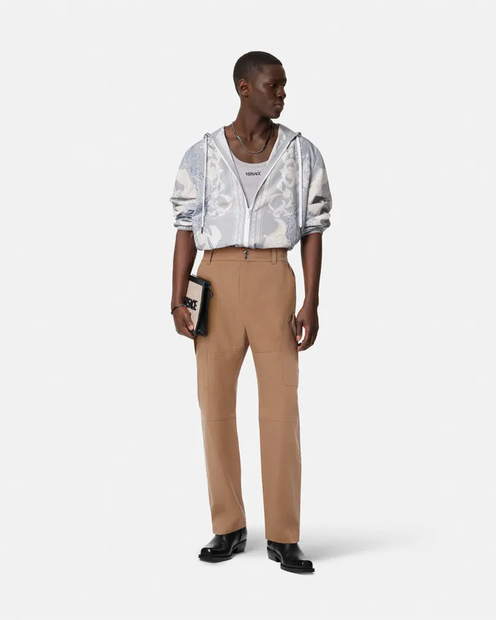 Versace Milano Stamp Cargo Pants Beige Men Pants and Shorts