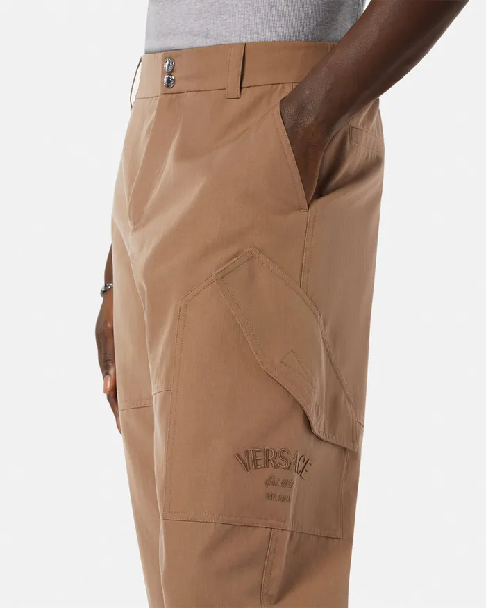 Versace Milano Stamp Cargo Pants Beige Men Pants and Shorts