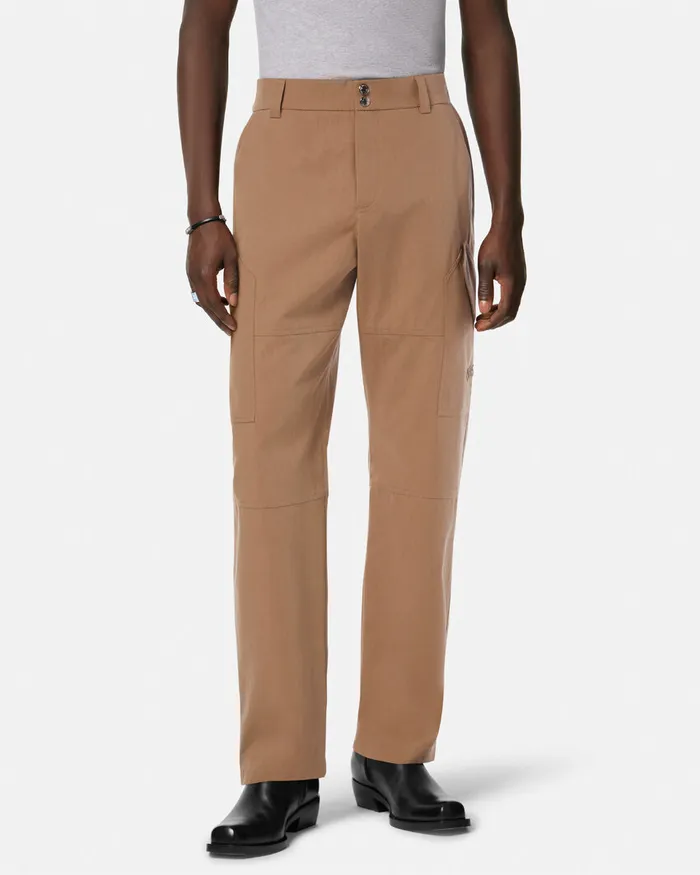 Versace Milano Stamp Cargo Pants Beige Men Pants and Shorts