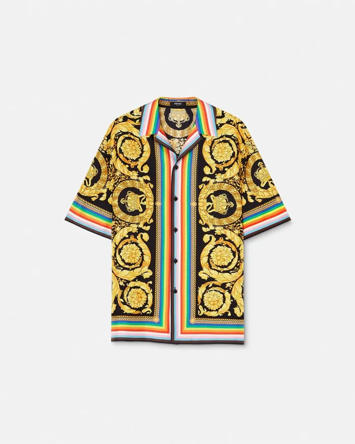 Versace Pride Barocco Silk Shirt Blackprint Men Shirts