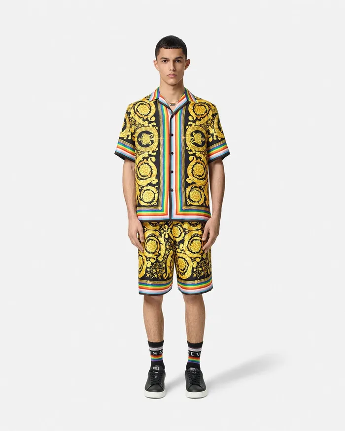 Versace Pride Barocco Silk Shirt Blackprint Men Shirts