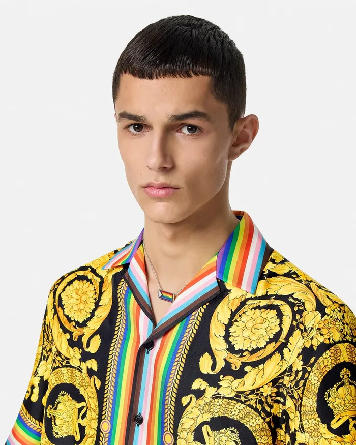 Versace Pride Barocco Silk Shirt Blackprint Men Shirts