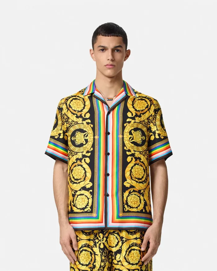 Versace Pride Barocco Silk Shirt Blackprint Men Shirts