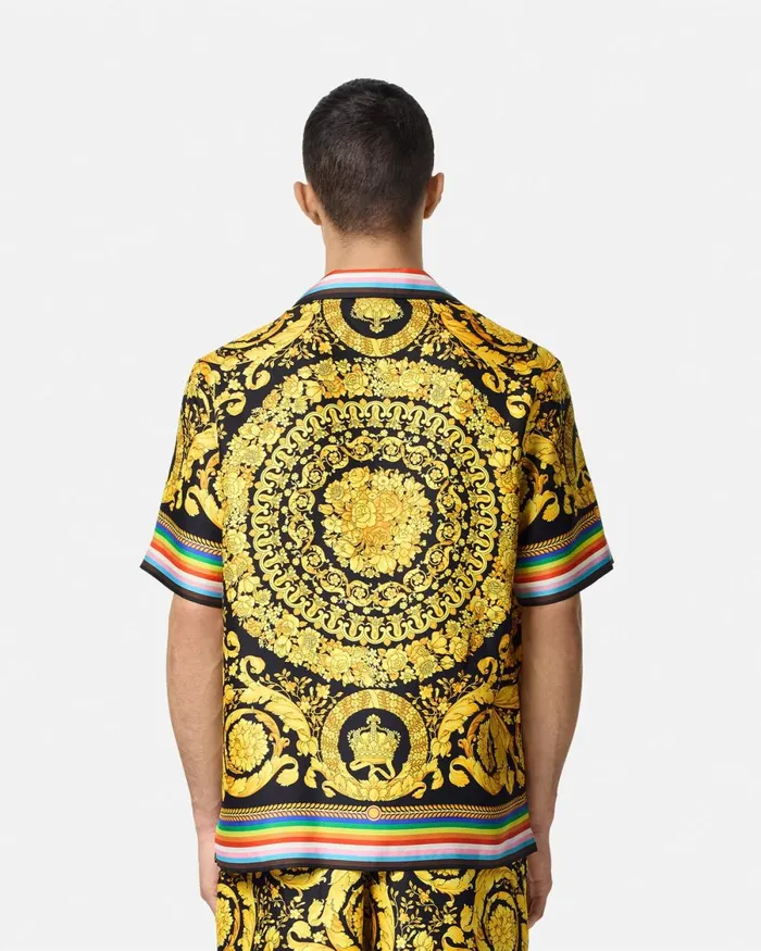 Versace Pride Barocco Silk Shirt Blackprint Men Shirts