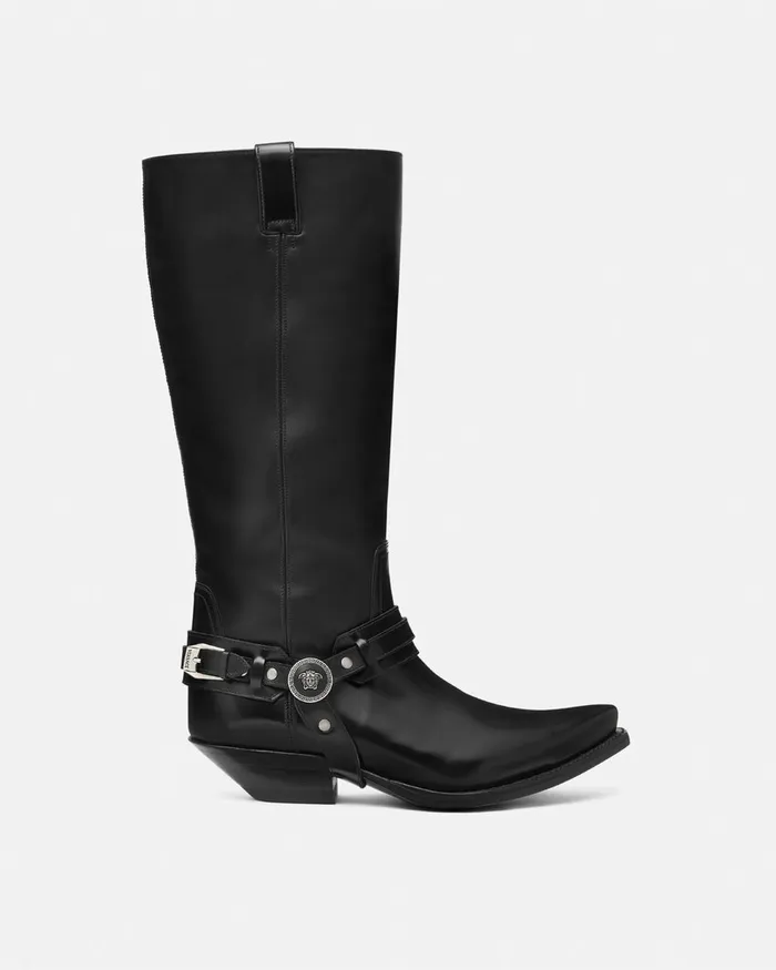 Versace Texano KneeHigh Boots 40 Mm Black Women Boots