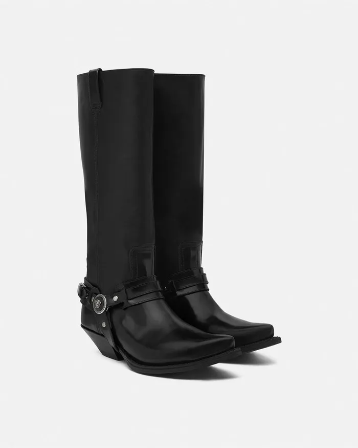 Versace Texano KneeHigh Boots 40 Mm Black Women Boots