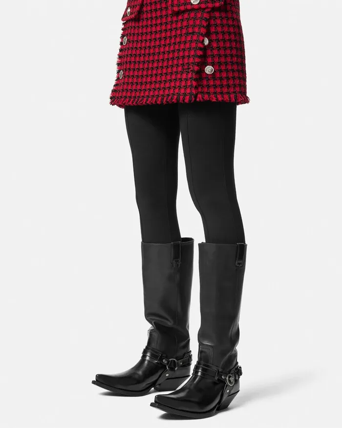 Versace Texano KneeHigh Boots 40 Mm Black Women Boots