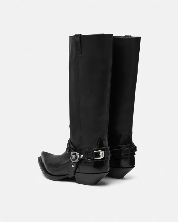 Versace Texano KneeHigh Boots 40 Mm Black Women Boots