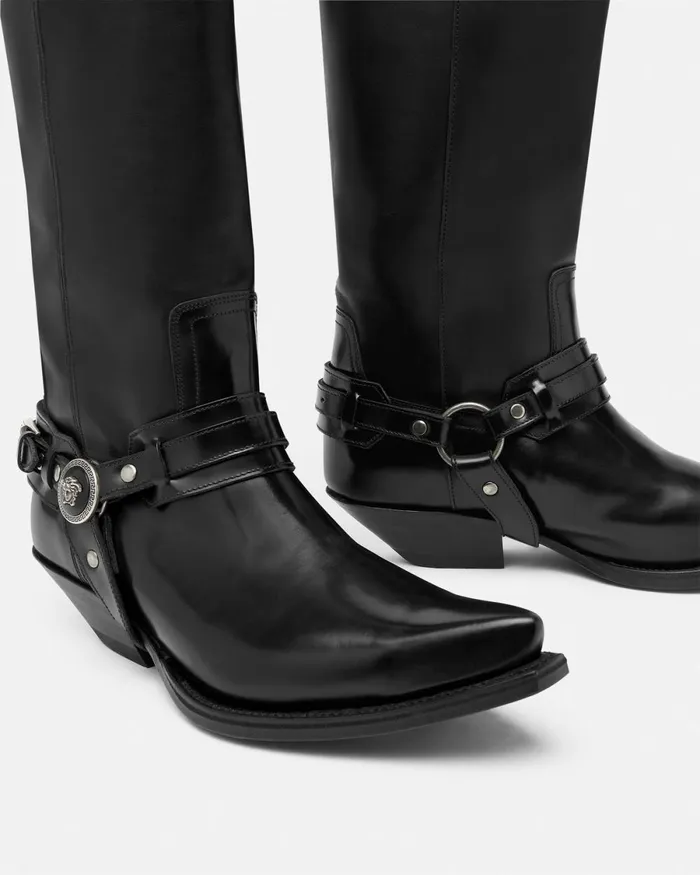 Versace Texano KneeHigh Boots 40 Mm Black Women Boots
