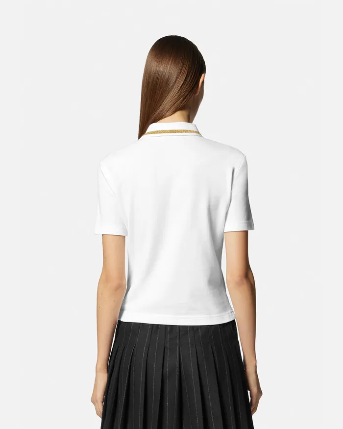 Versace VEmblem Polo Shirt Whiteprint Women Jeans Couture