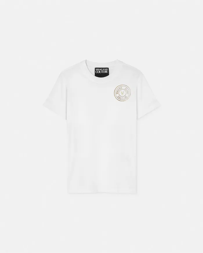 Versace VEmblem TShirt Whiteprint Women Jeans Couture