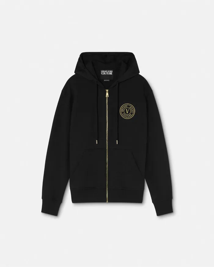 Versace VEmblem Zip Hoodie Blackgold Men Jeans Couture