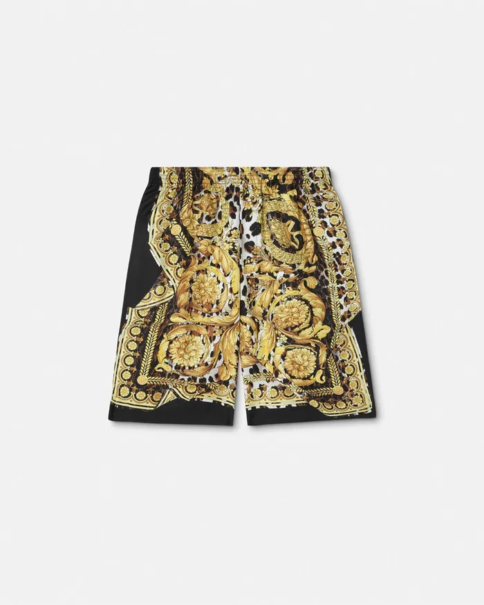 Versace Wild Barocco Illusion Silk Shorts Print Men Pants and Shorts