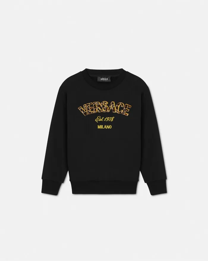Versace Wild Stamp Sweatshirt Black Kids Knitwear and Sweatshirts