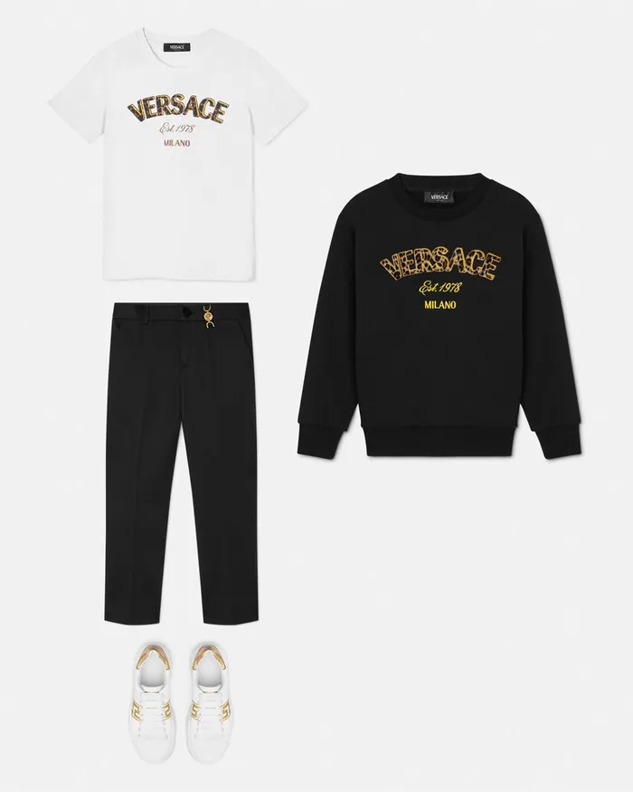 Versace Wild Stamp Sweatshirt Black Kids Knitwear and Sweatshirts