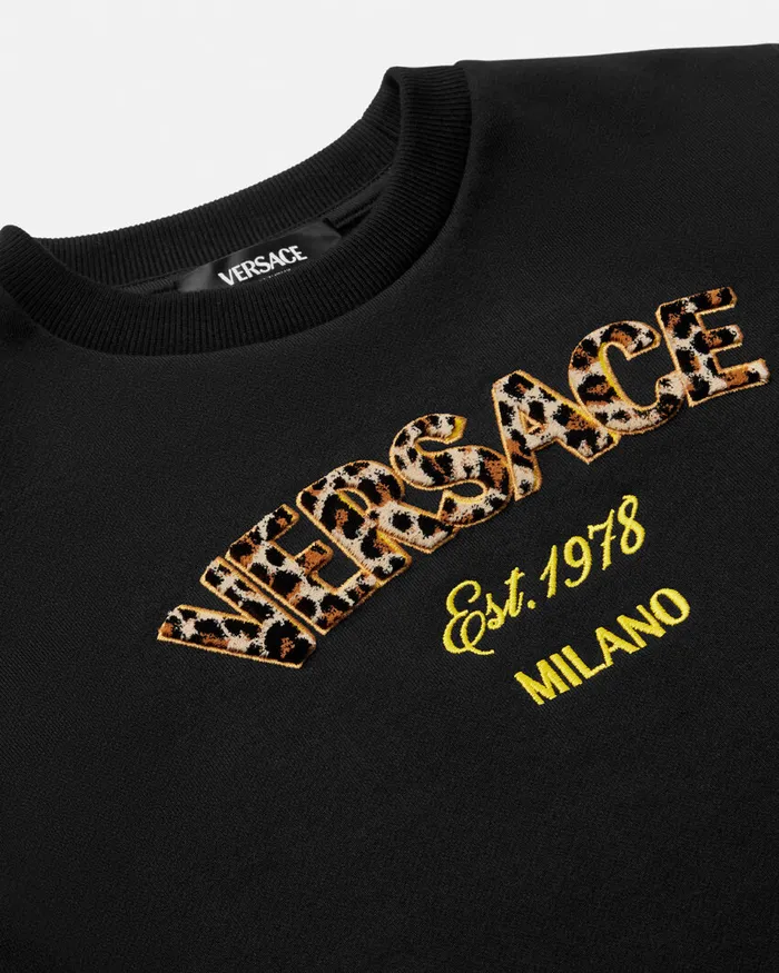 Versace Wild Stamp Sweatshirt Black Kids Knitwear and Sweatshirts