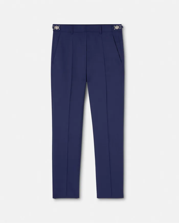 Versace Wool Formal Pants Blue Men Blazers and Suits