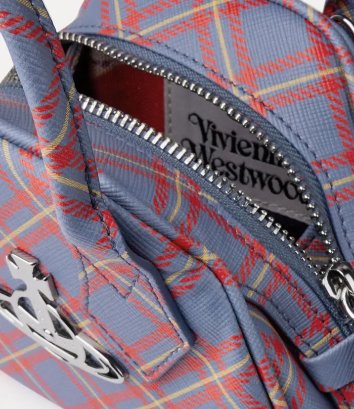 Vivienne Westwood Handbags Women Mini Yasmine Bag Blueorange Tartan