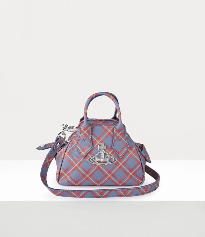 Vivienne Westwood Handbags Women Mini Yasmine Bag Blueorange Tartan