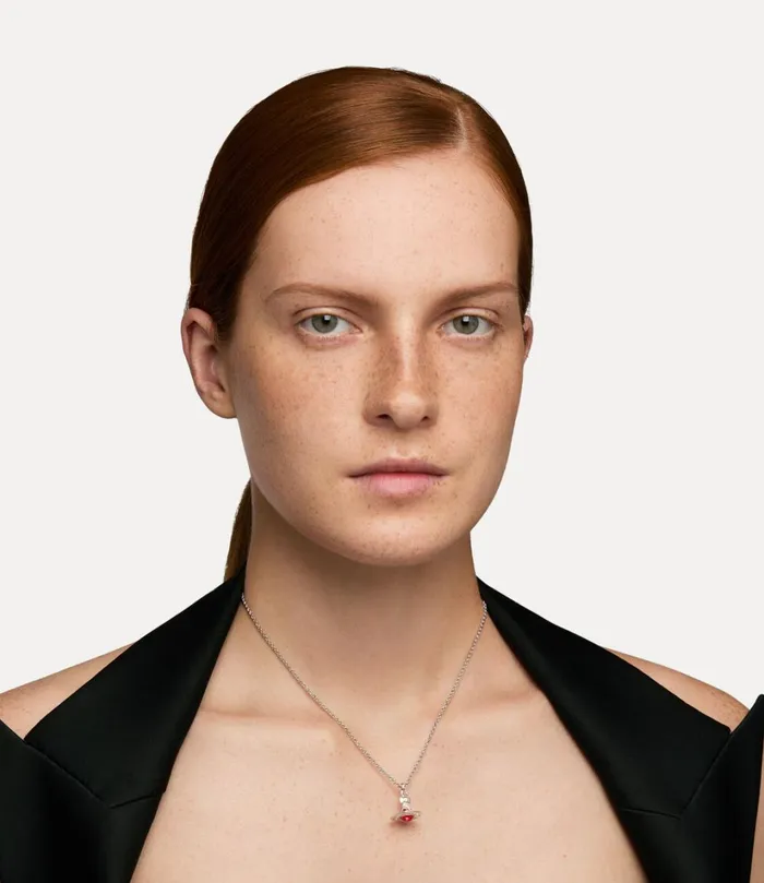 Vivienne Westwood Necklaces MenWomen New Petite Orb Pendant Necklace Platinumindian Pink Czpadparadschalight