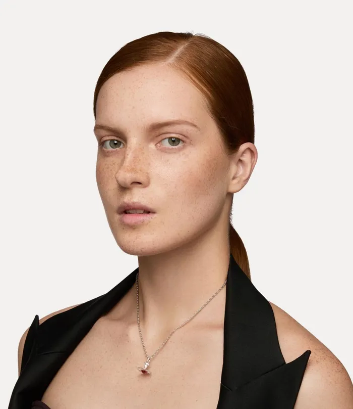 Vivienne Westwood Necklaces MenWomen New Petite Orb Pendant Necklace Platinumindian Pink Czpadparadschalight