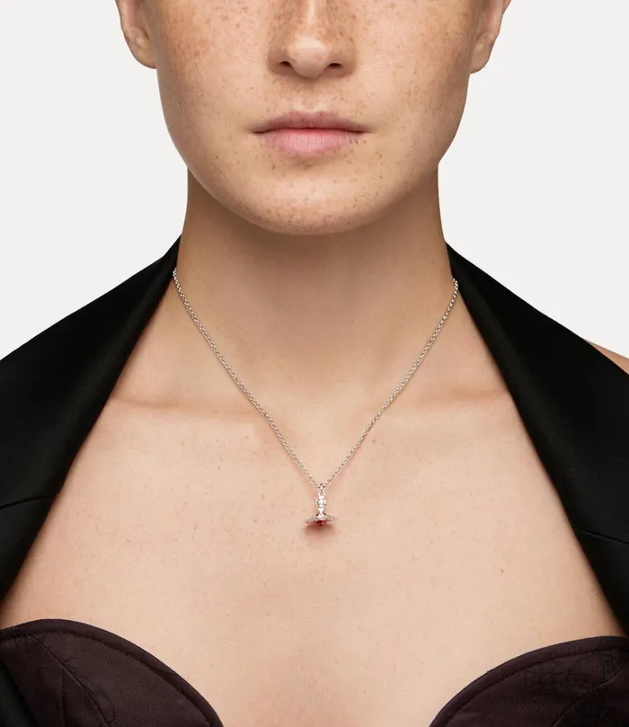 Vivienne Westwood Necklaces MenWomen New Petite Orb Pendant Necklace Platinumindian Pink Czpadparadschalight