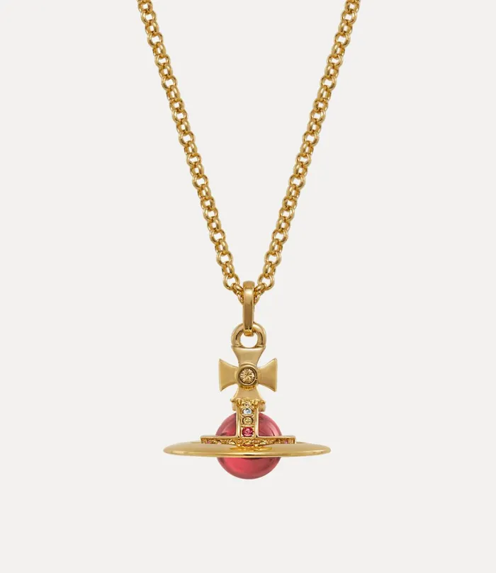 Vivienne Westwood Necklaces MenWomen New Tiny Orb Pendant Necklace Goldindian Pink Czemeraldsiammontanalight Vivienne Westwood Necklaces MenWomen New Tiny Orb Pendant Necklace Goldindian Pink Czemeraldsiammontanalight