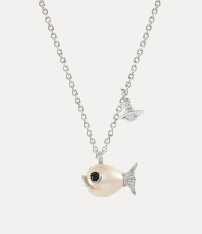 Vivienne Westwood Necklaces Women Luzie Pendant Necklace Platinum Creamrose Pearl Black Enamel Vivienne Westwood Necklaces Women Luzie Pendant Necklace Platinum Creamrose Pearl Black Enamel