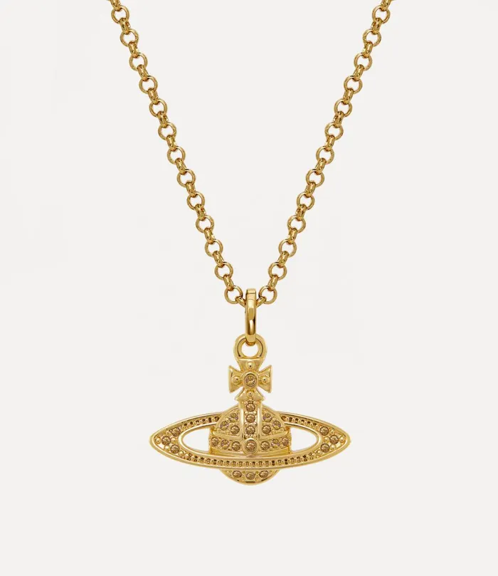 Vivienne Westwood Necklaces Women Mini Bas Relief Pendant Necklace Gold Light Colorado Topaz