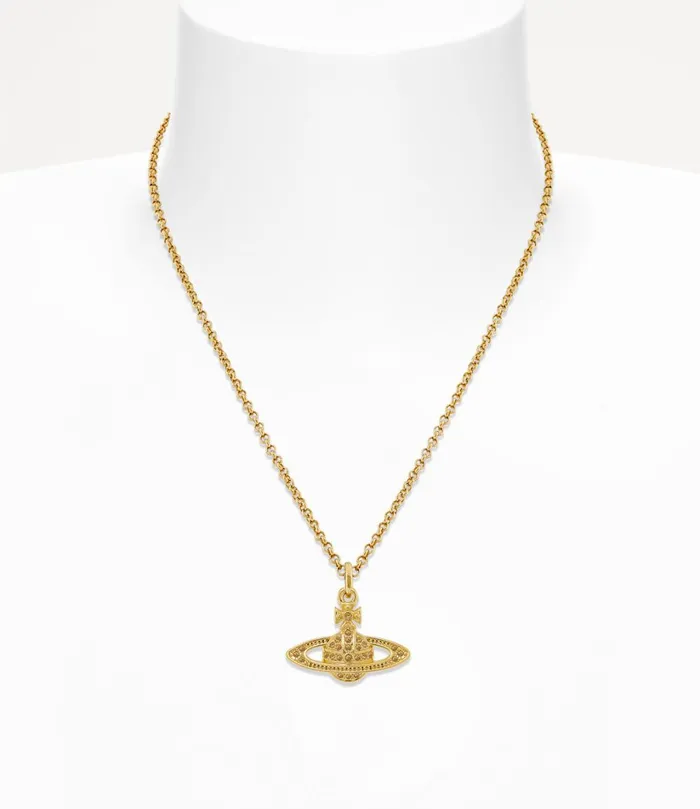 Vivienne Westwood Necklaces Women Mini Bas Relief Pendant Necklace Gold Light Colorado Topaz