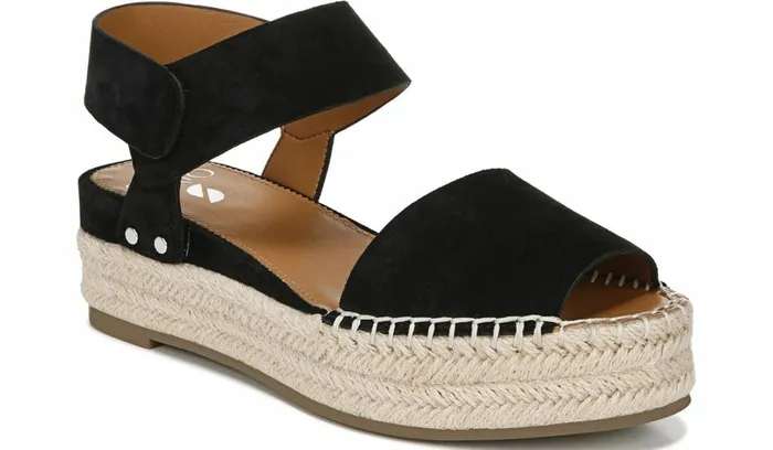 Wedge Sandals Women Franco Sarto Sarto Oak Espadrille Sandal Black Suede